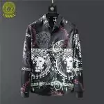 chemise versace popeline de iconic barocco lion medusa black